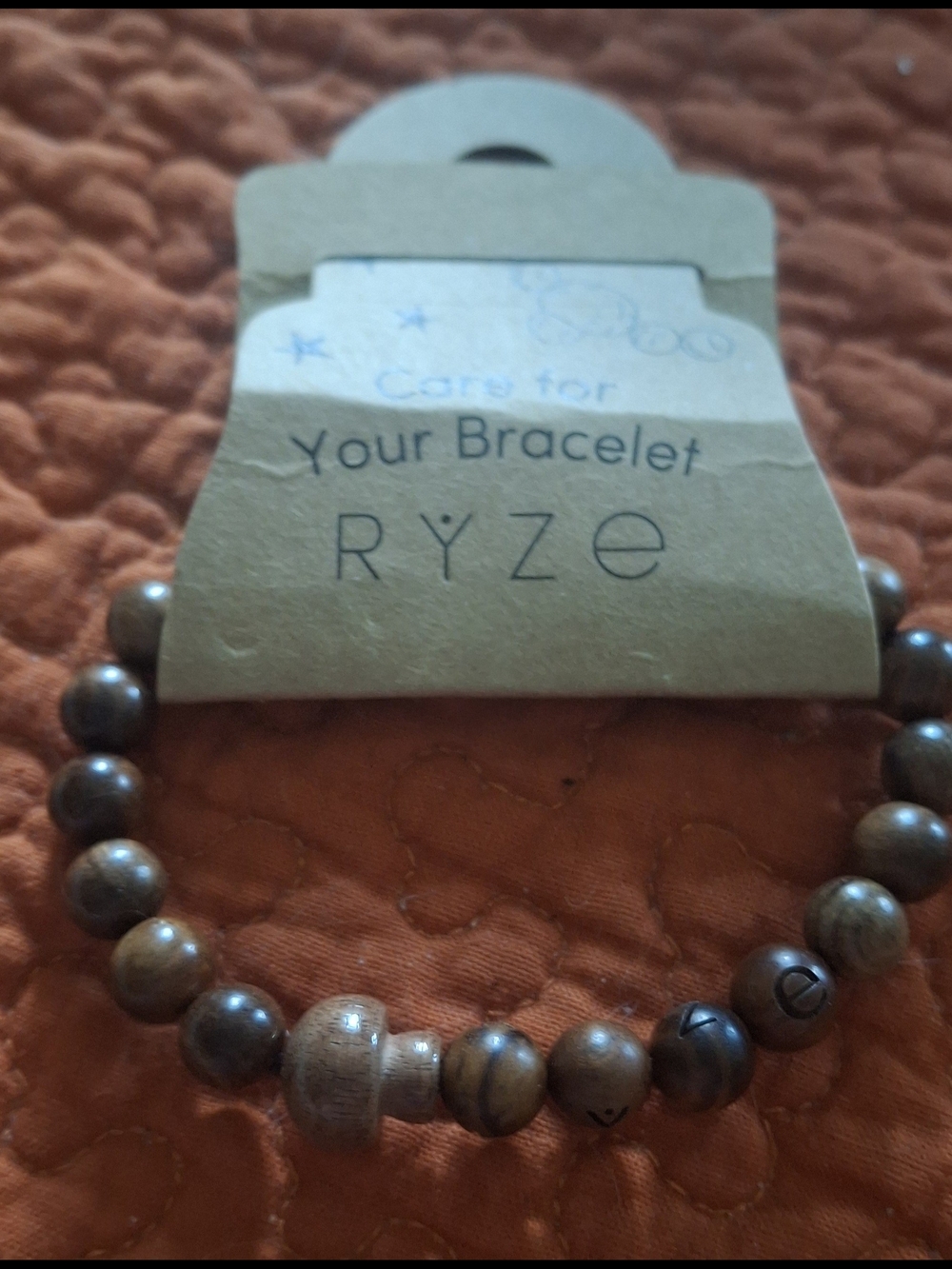 NEW - RYZE Mushroom Wood Bead Bracelet Stretch - Black Rosewood - Made by Hand
